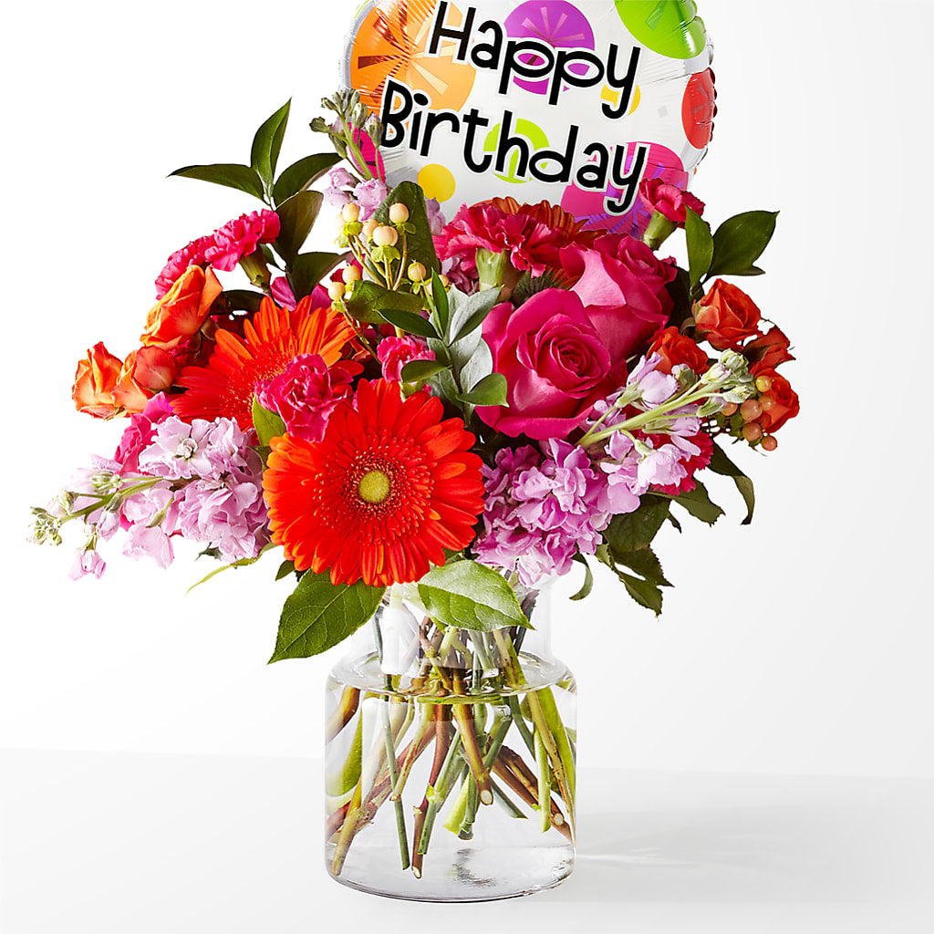 Fiesta Bouquet with Birthday Balloon – MAGNOLIA'S FLOWER SHOP INC, Garden City MI