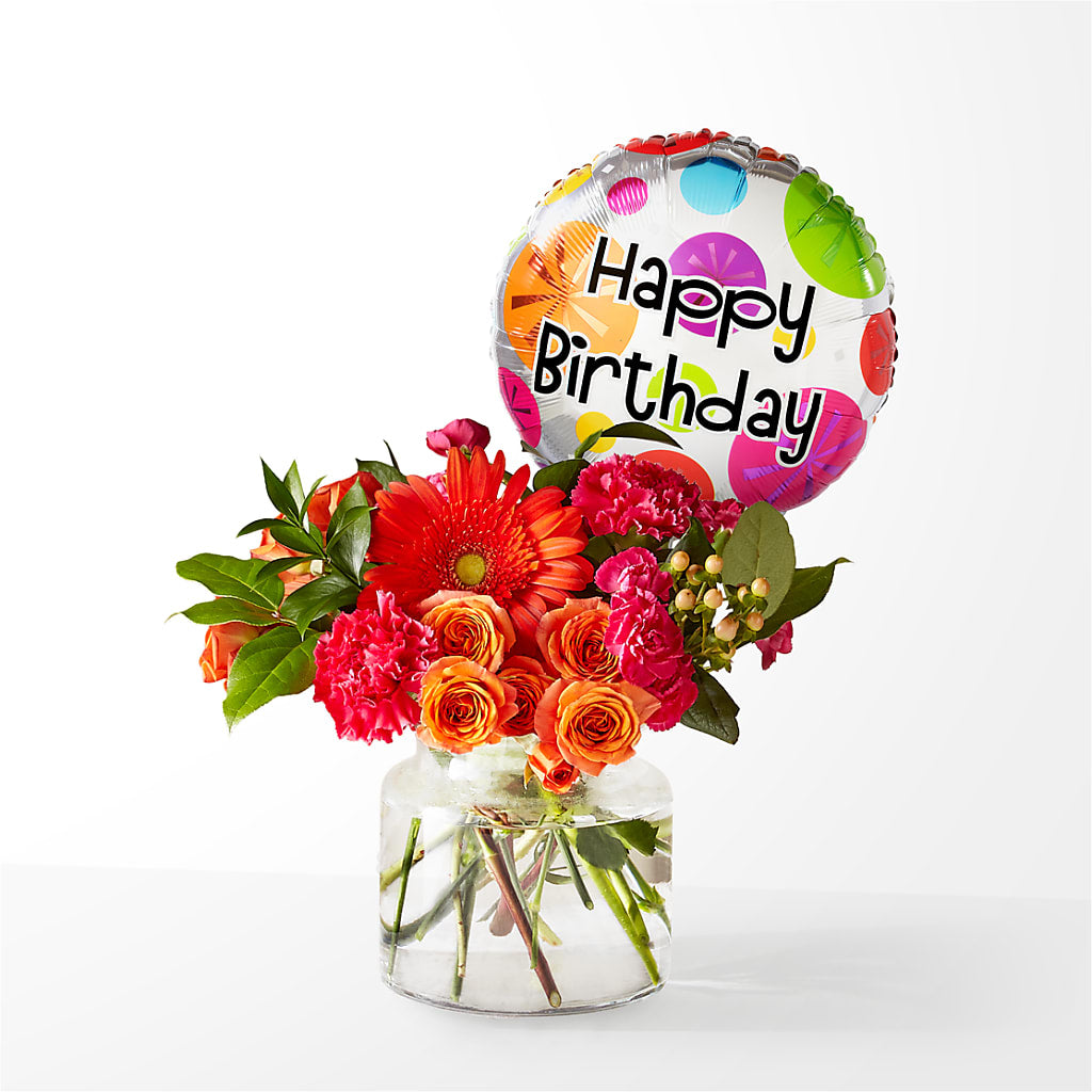 Fiesta Bouquet with Birthday Balloon – MAGNOLIA'S FLOWER SHOP INC, Garden City MI