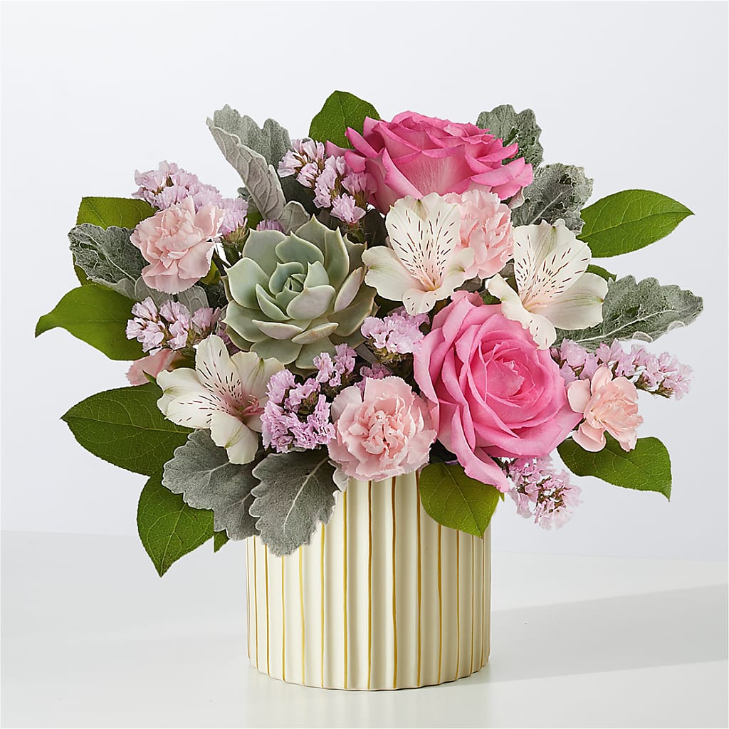 Dusty Rose Bouquet with Ivory Vase – MAGNOLIA'S FLOWER SHOP INC, Garden City MI