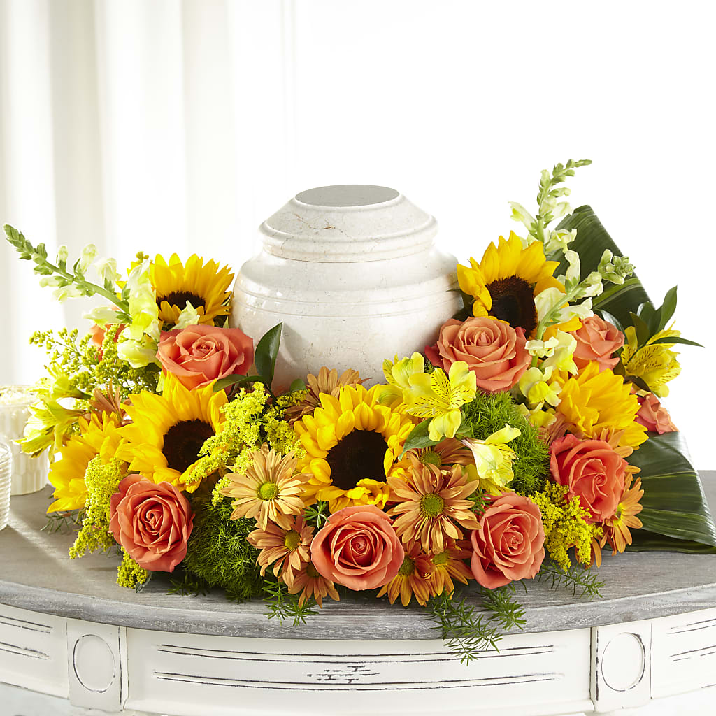 Faithful Sunflower Cremation Adornment – MAGNOLIA'S FLOWER SHOP INC, Garden City MI