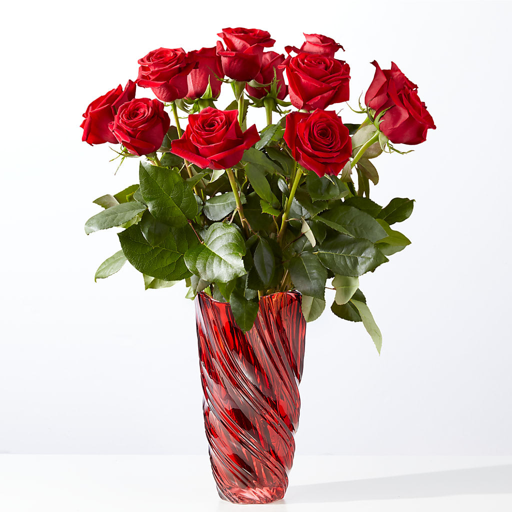Classic Love Red Rose Bouquet with Luxe Swirl Vase – MAGNOLIA'S FLOWER SHOP INC, Garden City MI