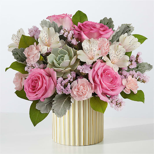 Dusty Rose Bouquet with Ivory Vase – MAGNOLIA'S FLOWER SHOP INC, Garden City MI