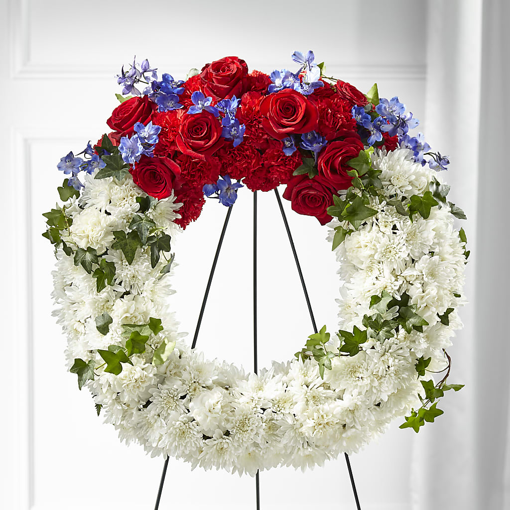 Patriotic Passion Wreath – MAGNOLIA'S FLOWER SHOP INC, Garden City MI