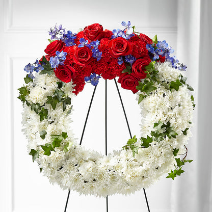 Patriotic Passion Wreath – MAGNOLIA'S FLOWER SHOP INC, Garden City MI