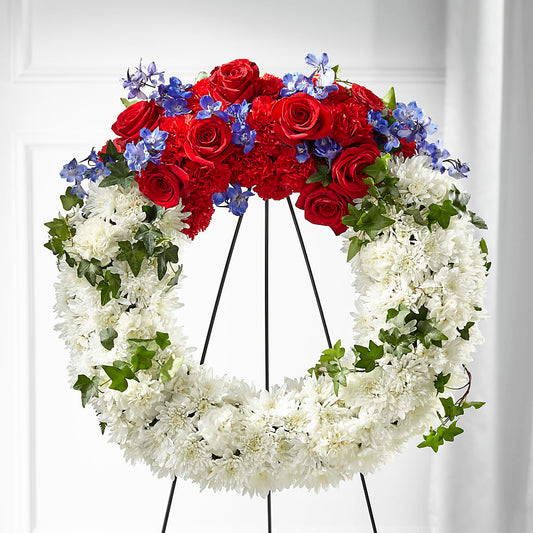 Patriotic Passion Wreath – MAGNOLIA'S FLOWER SHOP INC, Garden City MI